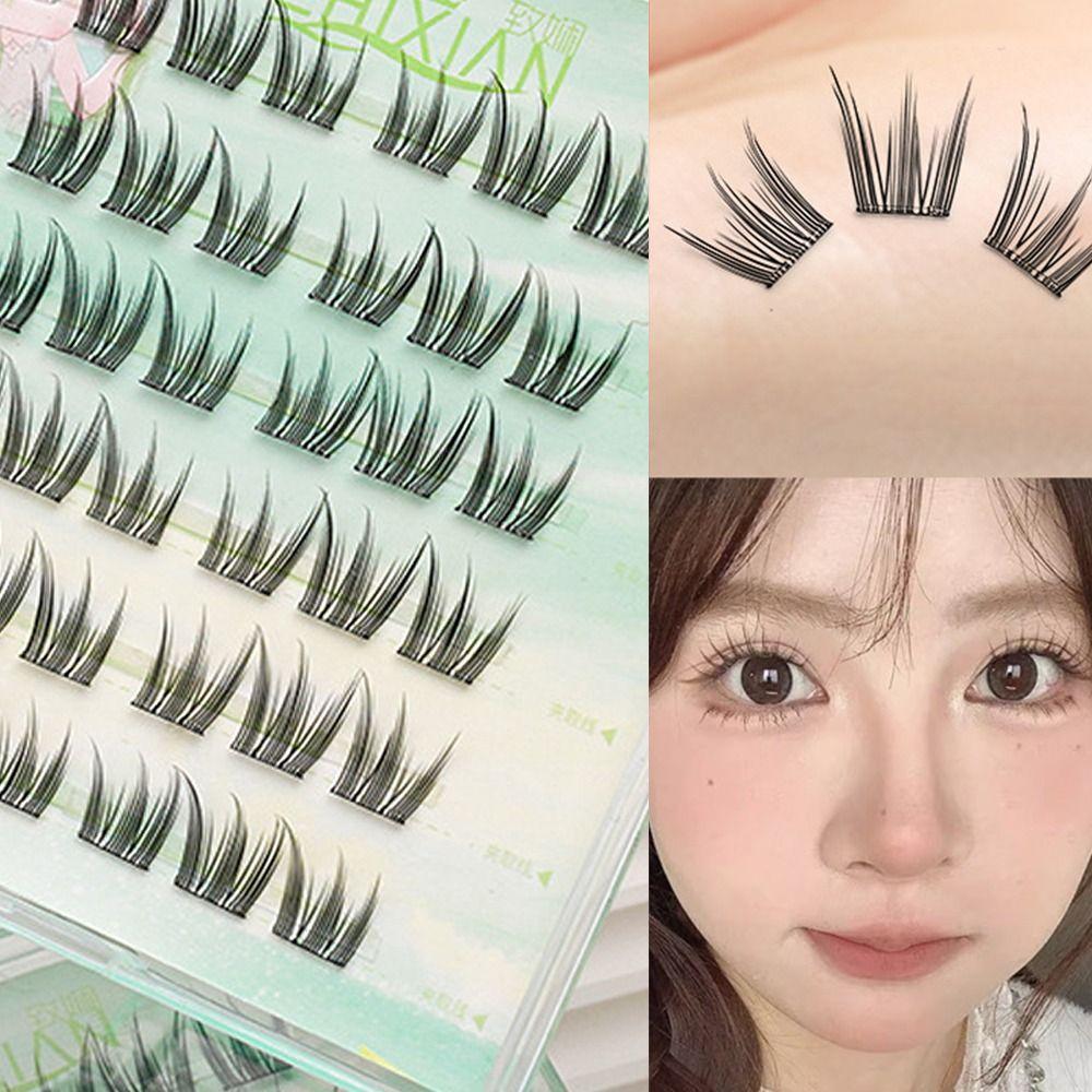 Glue Free Manga Lashes With Jelly Glue Strips 3D False Eyelashes Cat Elf Eyelashes Party Supplies