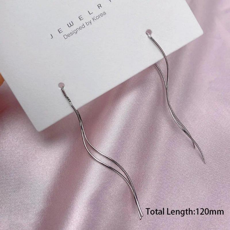 2022 Trend Korean Long Wire Tassel Thread Chain Climb Star Heart Beads Pendants Dangle Drop Earrings Straight Hanging Earings