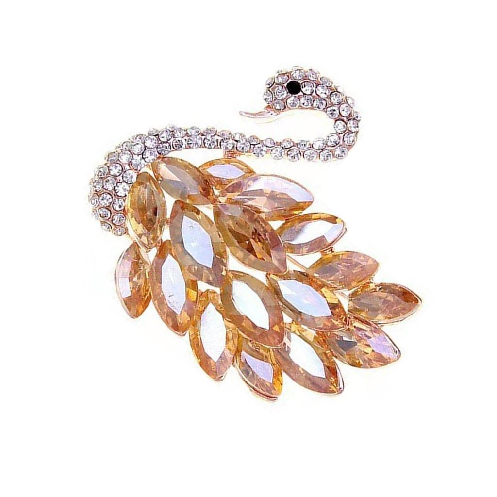 Elegant Swan Brooch for Fashionable Women Sparkling Rhinestones Animal Shape Pin Elegant Jewelry Clothing Accessory