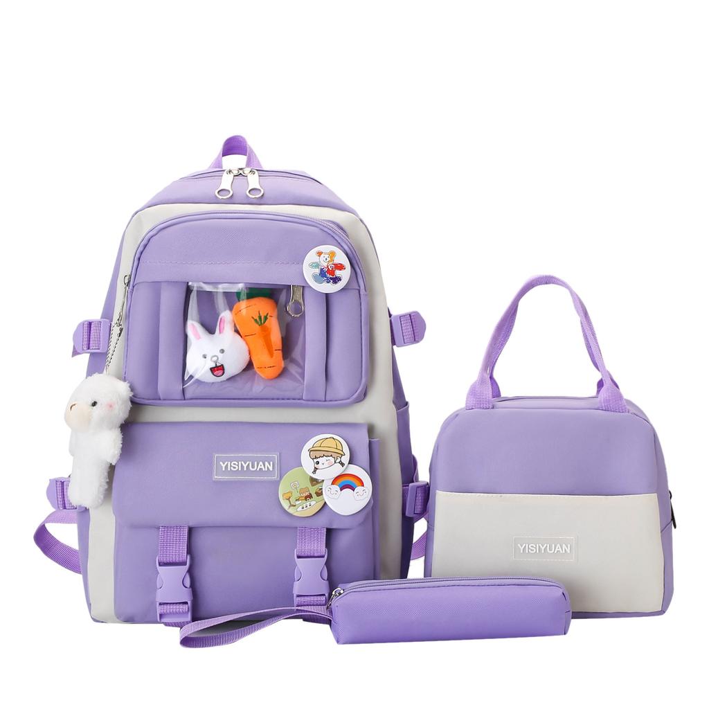 Школьный рюкзак Новый школьный рюкзак Рюкзак большой вместимости Повседневный холщовый рюкзак Женский портативный студенческий с термоизоляцией с сумкой для риса