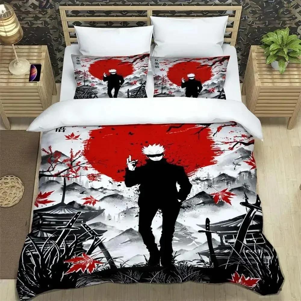 Новый Аниме Jujutsu Kaisen Сатору Годжо Рождественский Подарок Король Близнецы Двойной Детский Комплект Постельного Белья Микрофибра или Полиэстер Пододеяльник Комплект
