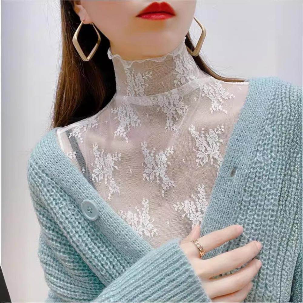 Fashion Lace Floral Fake Collar Detachable White Black Blouse Shirt Removable Collar Slim Gauzy False Collar Women