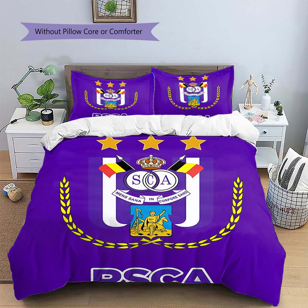 RSC Anderlecht  Узорный Комплект Постельного Белья Одеяло  Домашний Декор  Подарок (1 пододеяльник + 2 наволочки без наполнителя)