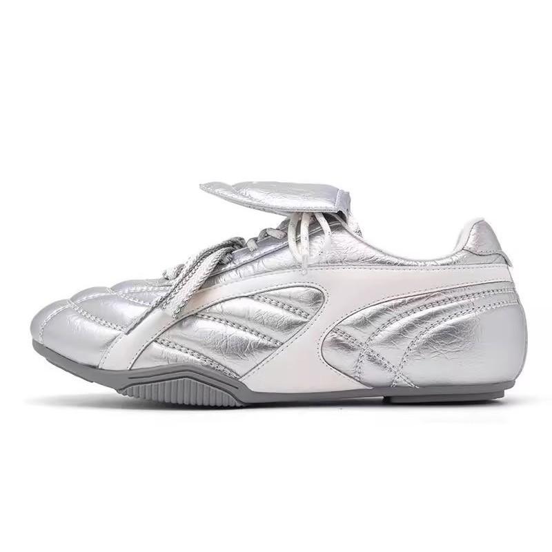 Soft Leather German Training Shoes Women's 2025 New Spring Women's Shoes Retro Flat-soled Forrest Gump Shoes Flip-top Casual Sports Little White Shoes