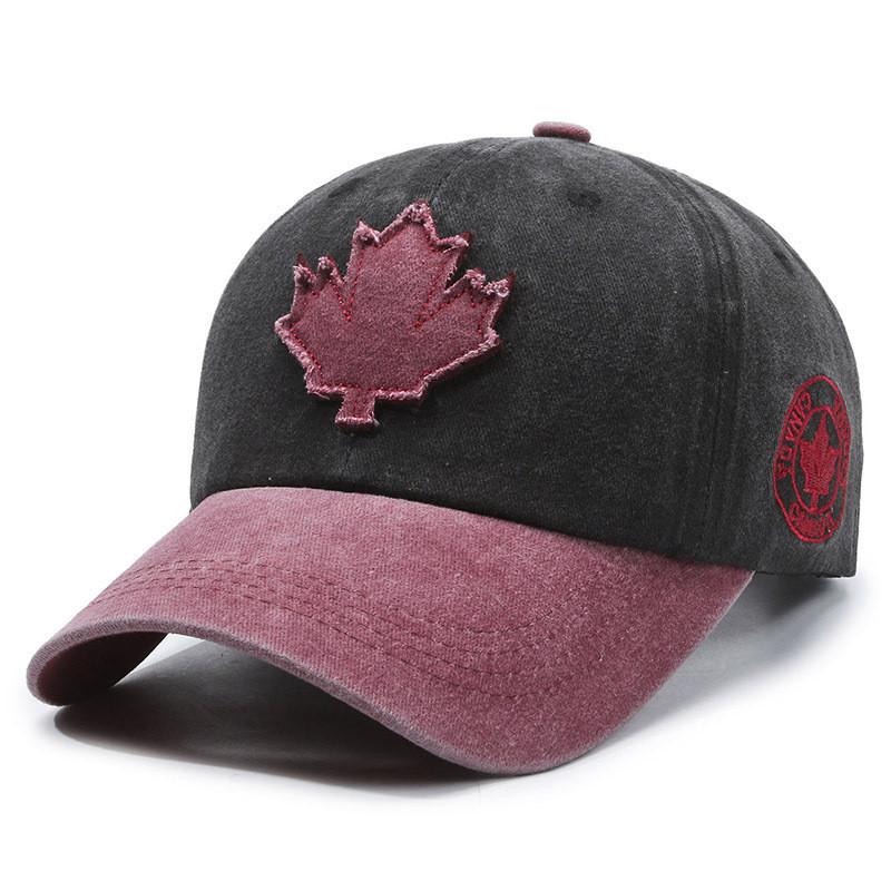 New Trend Adjustable Cotton Baseball Hat With Maple Leaf Decoration Design For All Seasons