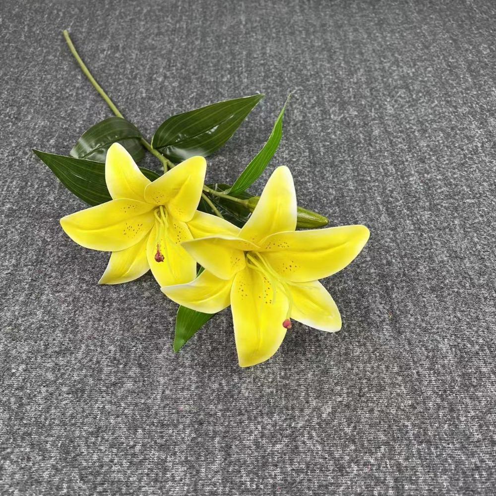 Real Touch 65cm Artificial Lily Flower Silk 3 Heads Fake Lily Bouquet DIY Wedding Bridal Bouquet Living Room Decor