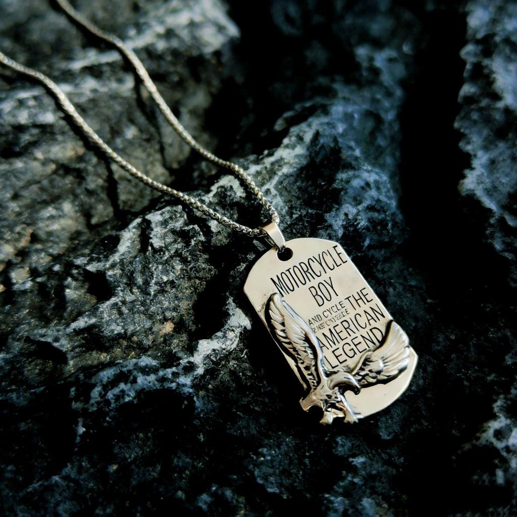 European & American Stainless Steel Eagle Dog Tag Necklace - Trendy Hip Hop Pendant for Men