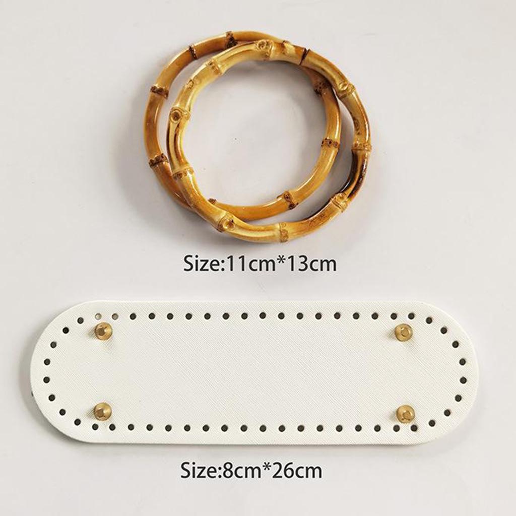 Crochet Bag Bottom Leather Base Tote Handle Set DIY Knitting Style 1