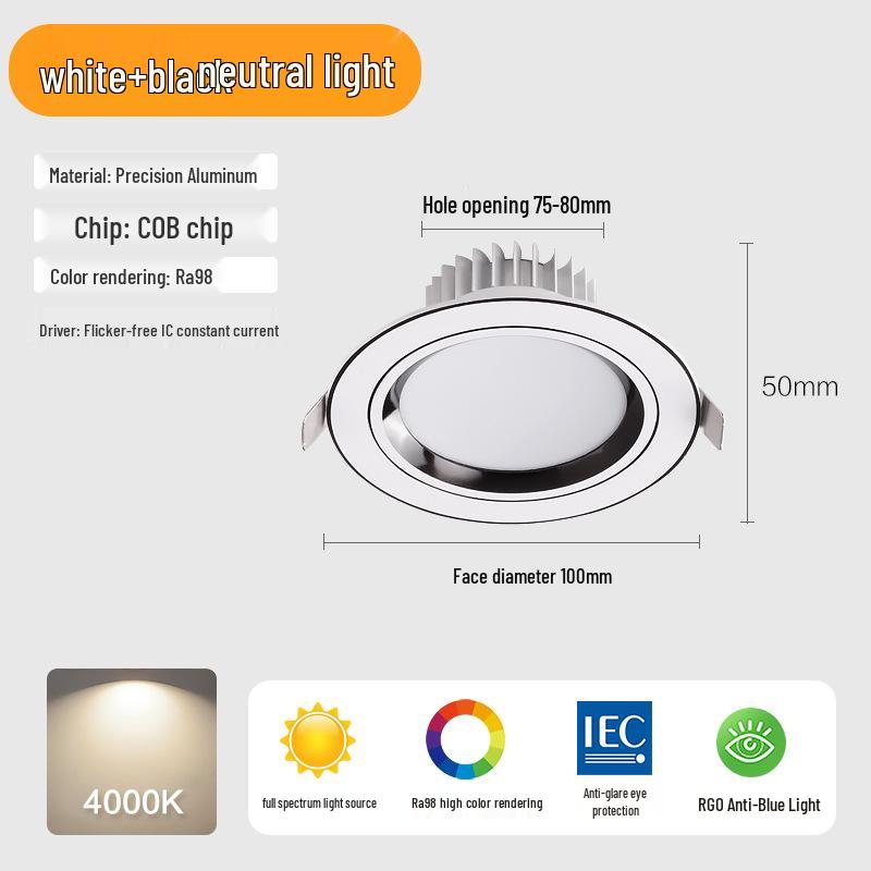 Three-Color Downlight Recessed Ceiling Spotlight for Living Room