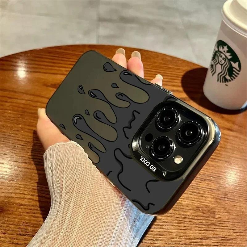 Чехол для телефона с горячей краской и граффити-артом для IPhone 16 15 14 13 12 11 Pro Max X XR XSMAX 8 7 Plus Конфетный Матовый Ударопрочный Задний Чехол