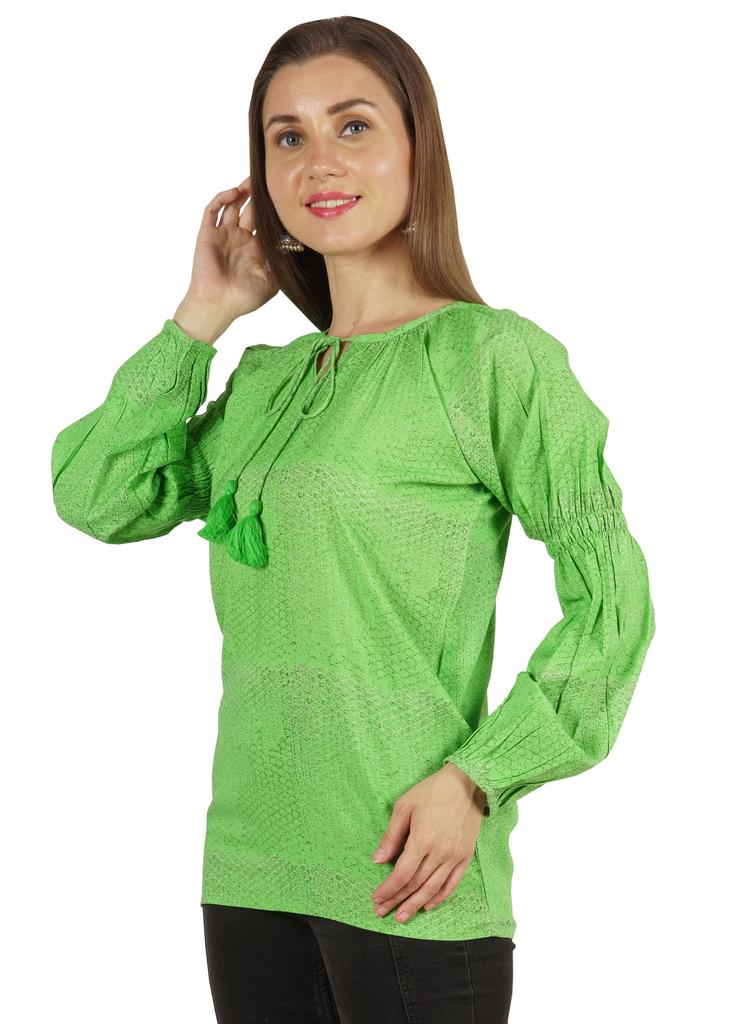 Moomaya Женская рубашка-туника из хлопка с длинными рукавами и принтом в этническом индийском стиле