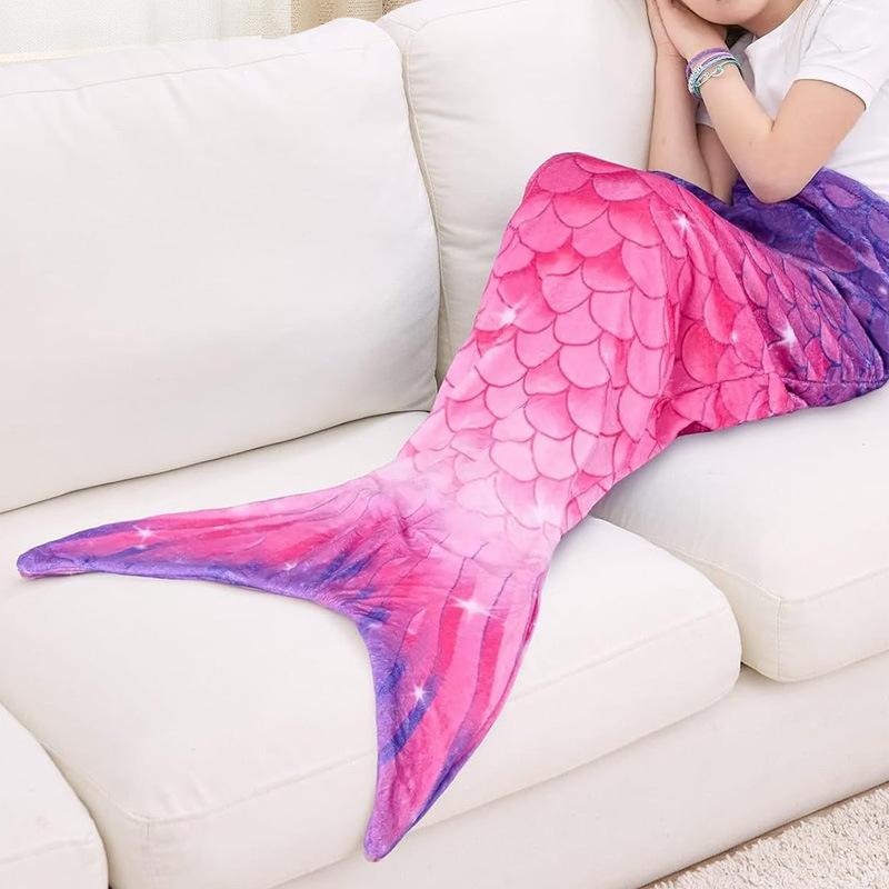 Soft Flannel Mermaid Throw Blanket or Sleeping Bag for Girls Teens - Cozy Four Seasons Warm Gift