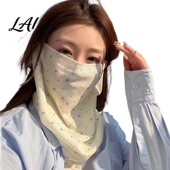 Lightweight Summer Face Mask Women Neck Sun Protection Mask Cotton Dot Print UV Full Coverage Gaiter Cover Foldable Scarf for Driving Cycling