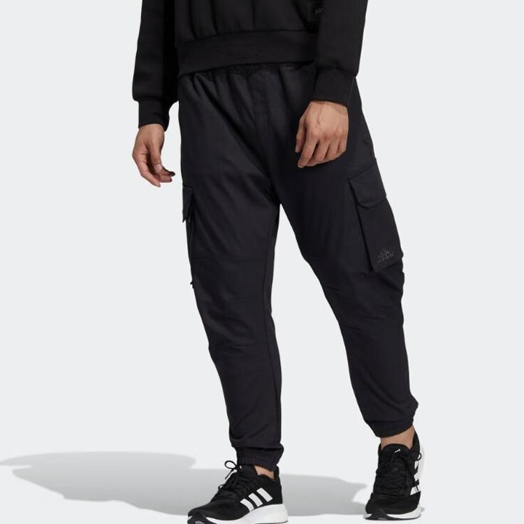 Adidas Мужские однотонные комфортные спортивные брюки для бега, черные HE7460