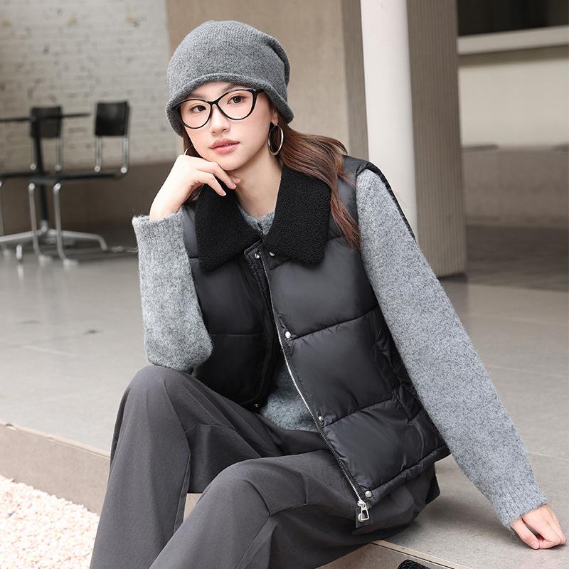 New student sleeveless small lapel vest warm down cotton vest women short vest winter women