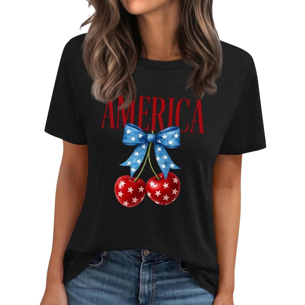 Женская футболка с круглым вырезом и короткими рукавами с принтом