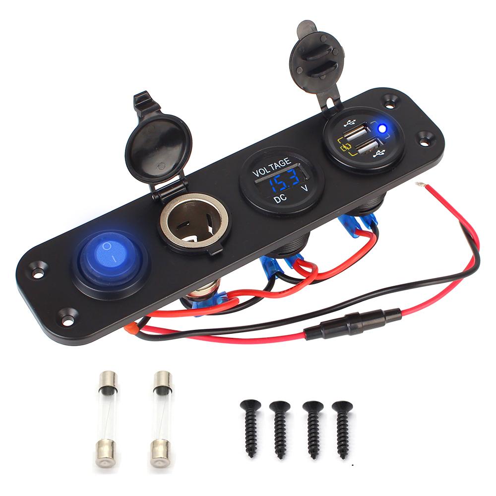 Dual USB Charger Power Adapter Digital Voltmeter QC 3.0 Car Charger Outlet Panel C Igarette Lighter Socket