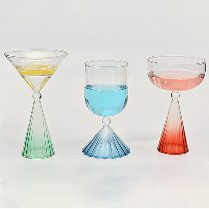 Transparent Irregular Shape Dessert Glass Goblet Gradual Colorful Ice Cream Cup