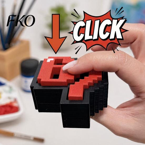 Solid Base Display Decor 3D Printed 67 Clicker Fidget Toy, Pixel Art Desk Decor, Stress Relief Sculpture with Matte Craft Accessory Base, for