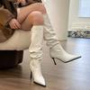 Autumn and Winter New High-heeled Pointed Pile Boots Children Fashion Thin-heeled Retro High Boots Children