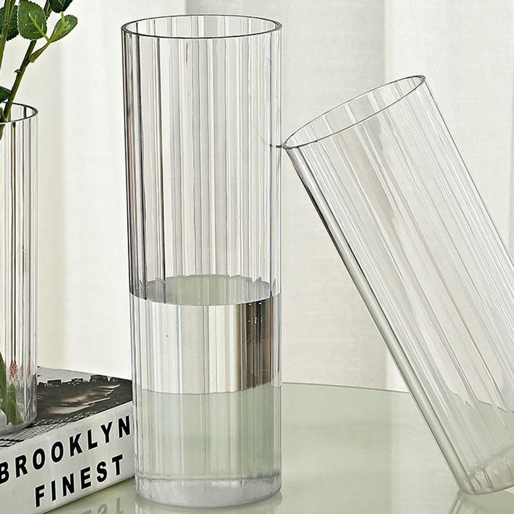 Прозрачная ваза для цветов в полоску, небьющийся гидропонный цветочный горшок для дома