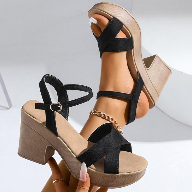 Fashion Outdoor Buckle Strap Wedge Sandals for Women Summer 2025 Comfortable Solid Woman Platform Sandles Open Toe Sandalias for Women
