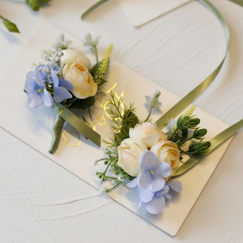 4 шт. набор бутоньерок на запястье с камелией для мужчин, свадебный наручный цветок для невесты, подружки невесты, декор для выпускного вечера, свадебный ужин, свадебный выпускной вечер