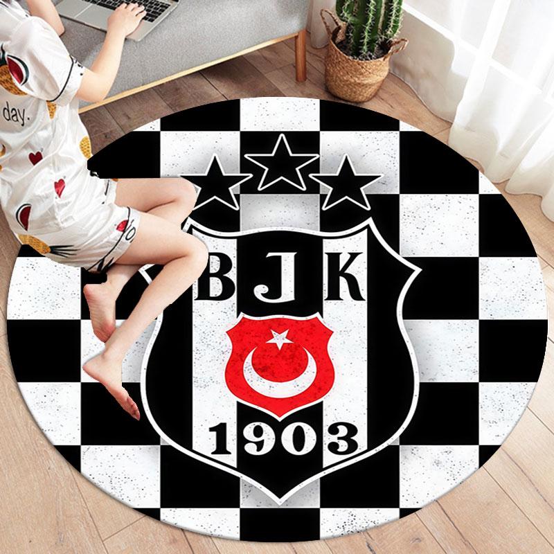 Besiktas Gymnastics Club Round Area Rug,Carpet Rug for Living Room Bedroom Sofa Playroom Decor,Non-slip Floor Mat