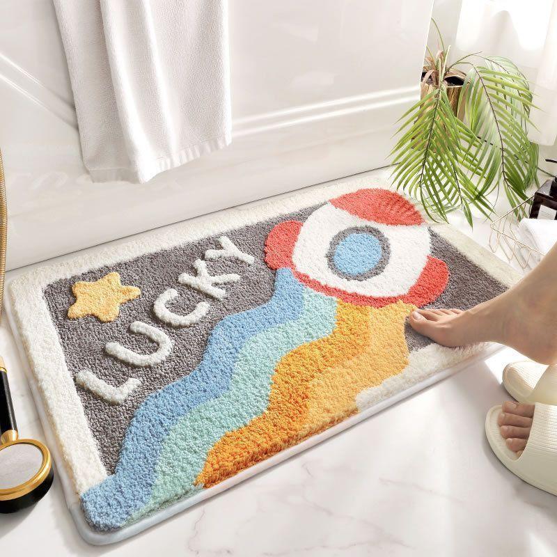 Cartoon Bathroom Powder Room Absorbent Floor Mat Entry Door Entry Door Quick Drying Bedroom Carpet Non-slip Thick Imitation Cashmere