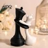 3D-печатный шахматный орнамент Фигурка фигуры Короля и Королевы Статуэтка пары Декоративная статуэтка Черно-белое украшение для юбилея Свадебной вечеринки Романтическое