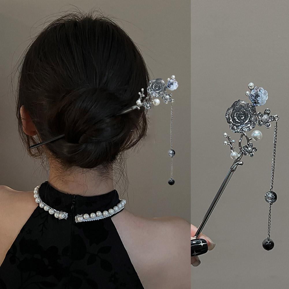 Аксессуары для волос в старинном стиле для женщин, высококачественная подвеска с китайской кисточкой, черный чонсам, ханф S4Z3