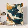 1pc Cranes Flowers Lightweight Flannel Blanket, Comfortable and Warm Blanket, for Office and Camping Sofa Bed, Livingroom076
