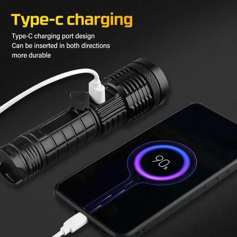 6000LM дальний светодиодный фонарик USB перезаряжаемый масштабируемый фонарь для кемпинга водонепроницаемый 5 режимов фонарик внешний аккумулятор 18650 лазерный фонарь