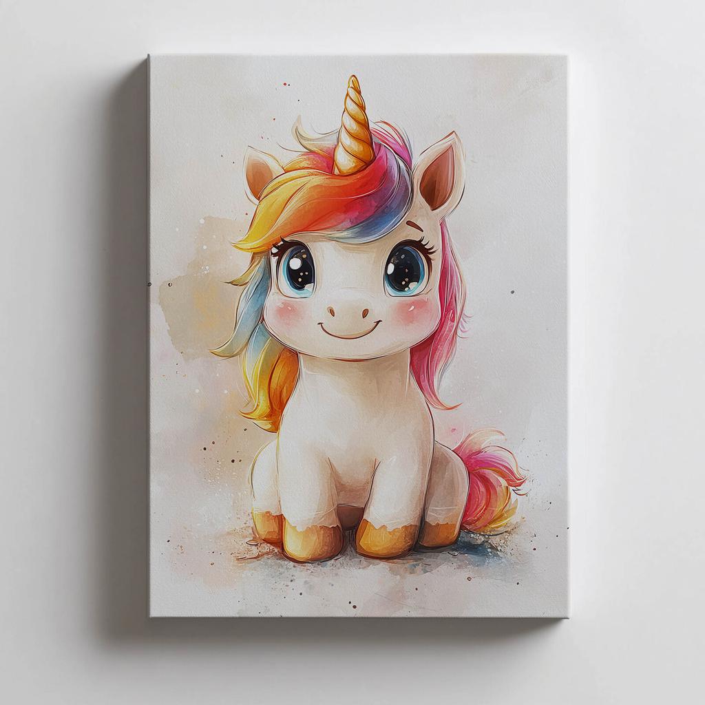 Uroczy Jednorożec W Bajkowym Stylu Uroczy Jednorożec W Bajkowym Stylu, 50X70 Cm, Bez Ramy, Papier Matowy 230 Gsm