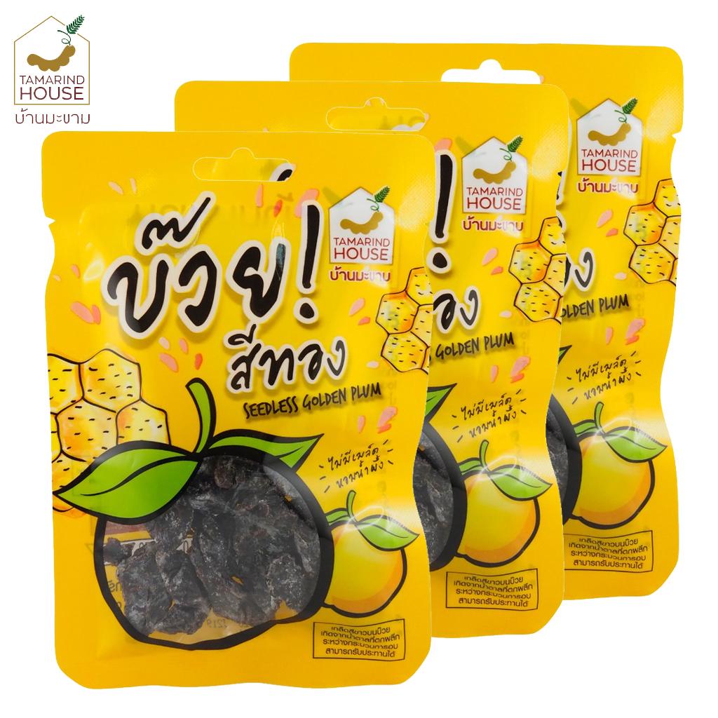 Tamarind House Seedless Plum, Золотая слива, Пикантная слива, вкус черники, 35 г. x 1/3/6/12 - Тайская закуска