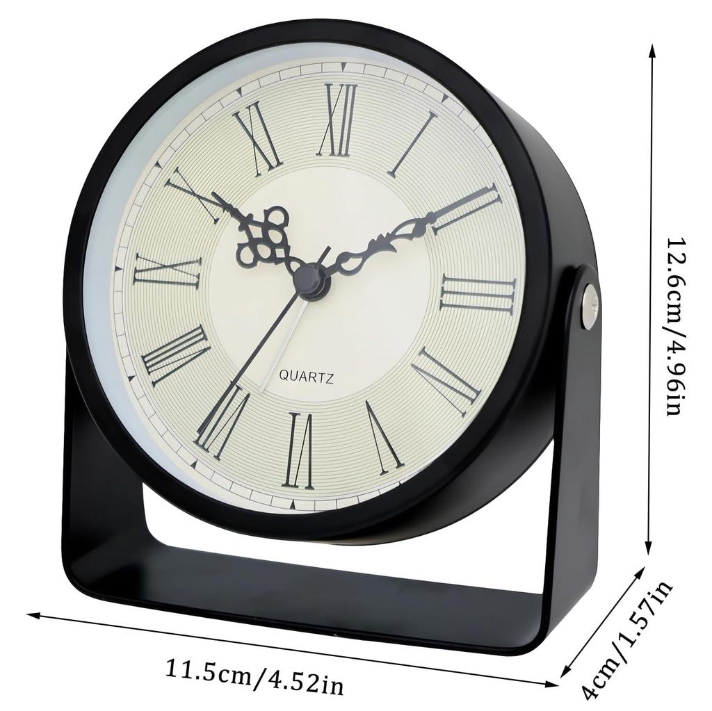 4,5-дюймовый аналоговый будильник, бесшумные не тикающие маленькие вращающиеся металлические настольные часы с подсветкой