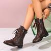 Женские модные ботильоны на шнуровке с блочным каблуком, с круглым носком, комбинированной мягкой подошвой, противоскользящие, износостойкие
