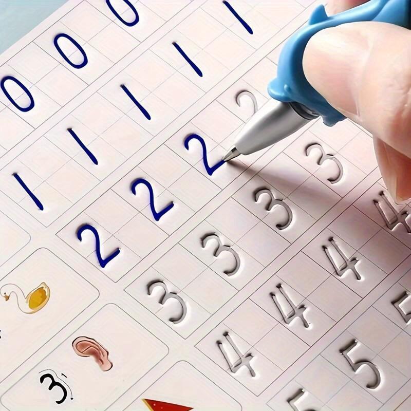 [Faddishdeal] Четыре волшебные прописи, Волшебные прописи каллиграфии, которые можно использовать повторно, Прописи для обводки (4 Книги + 1 Ручка + 8 Стержней)