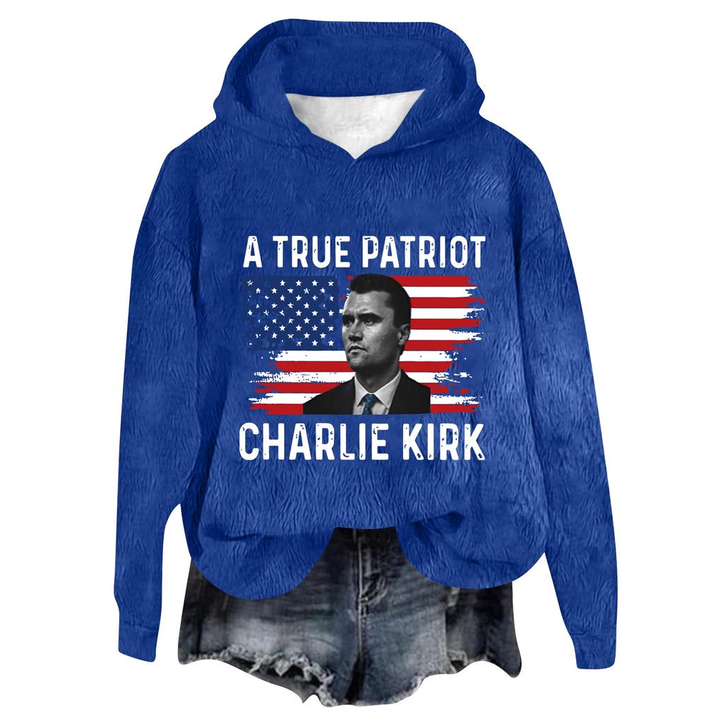 Women's Hooded Long Sleeve Printed Flannel Top Hooded Sweatshirt