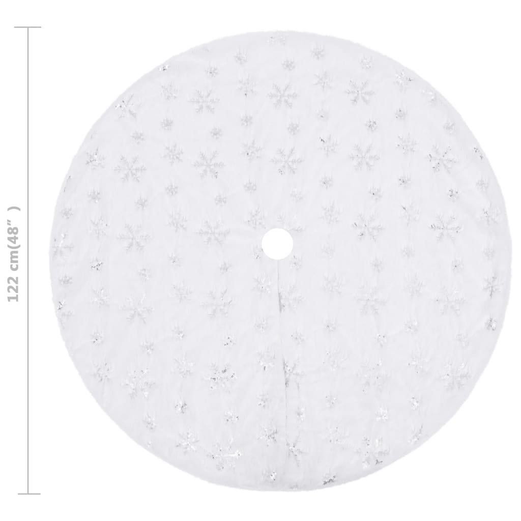 Vidaxl Luksusowa Osłona Pod Choinkę, Biała, 122 Cm, Sztuczne Futro