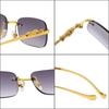 New Rimless Rectangle Vintage Metal Leopard Head Sunglasses Fashion Frameless Tinted Glasses Shades for Women Men