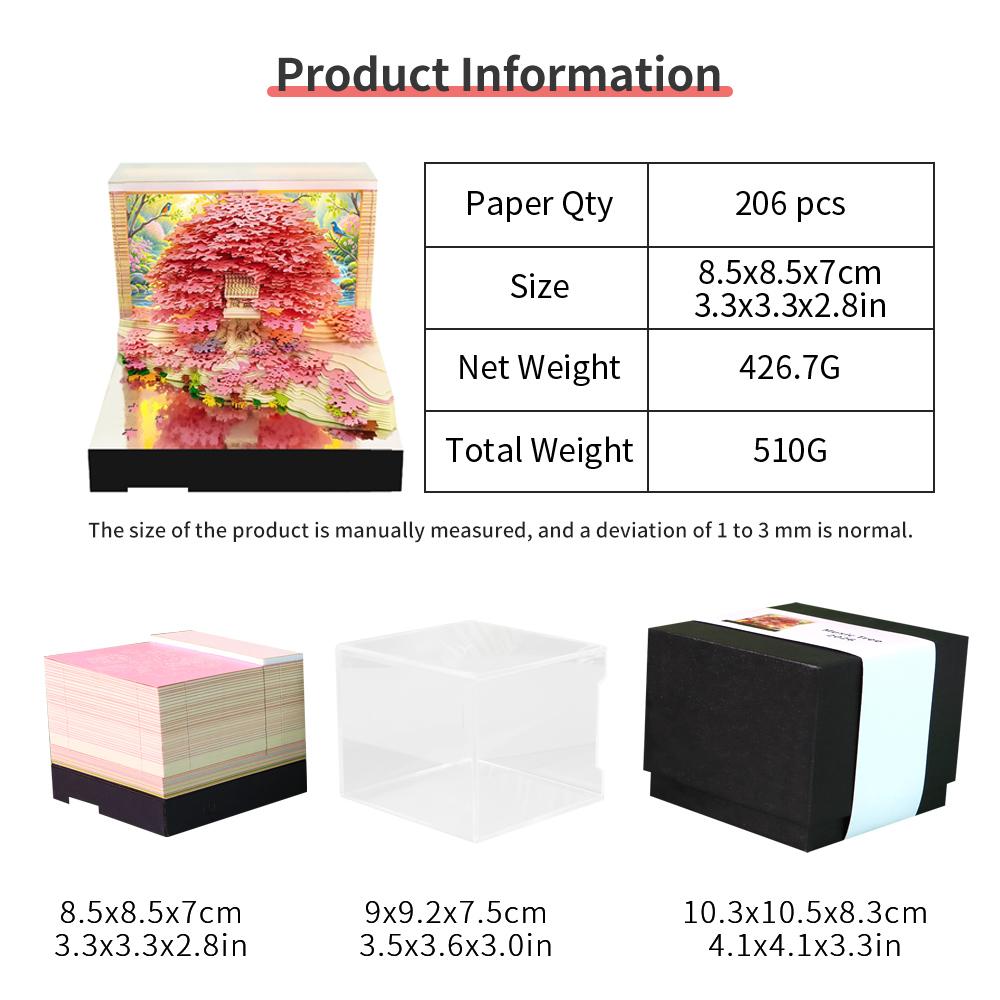 Loose Leaf Hand Tearing Memopad Treehouse 3D Model Calendar Sheets Novelty Present Gift Choice 3D Memo Pad With Music Player