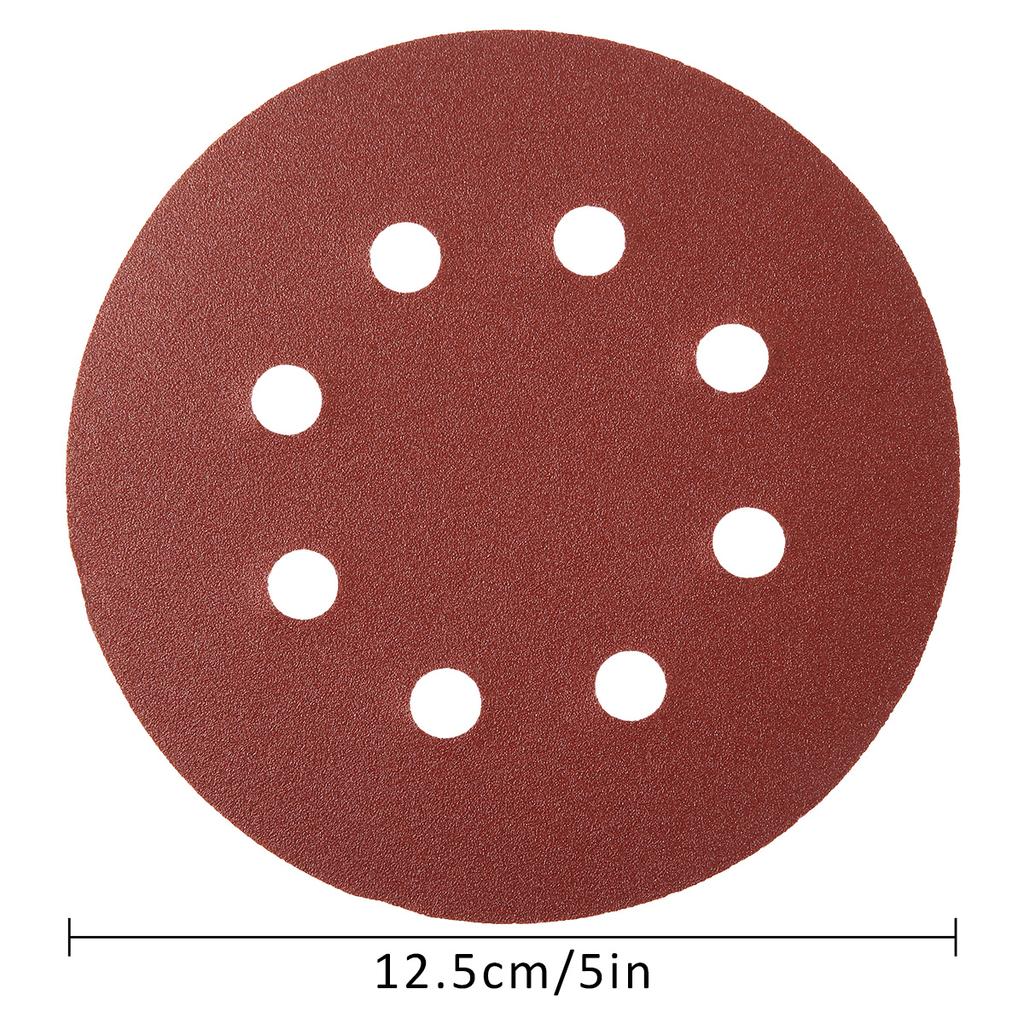 100Pcs 125mm Sanding Discs 8 Hole Hook Loop Sandpaper 80Grit-3000Grit Sanding Paper 5Inch Sanding Disc Abrasive Polishing Tools