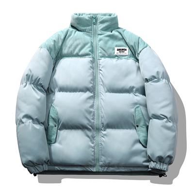 Осенне-зимняя новая хлопковая одежда мужская контрастная цветная стойка воротник свободная хлопковая куртка с подкладкой