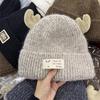 Милая универсальная уменьшающая возраст оленья шапка из утолщенной шерсти женская осенне-зимняя теплая и тонкая шапка интернет-знаменитости мультяшная вязаная шапка холодная шапка