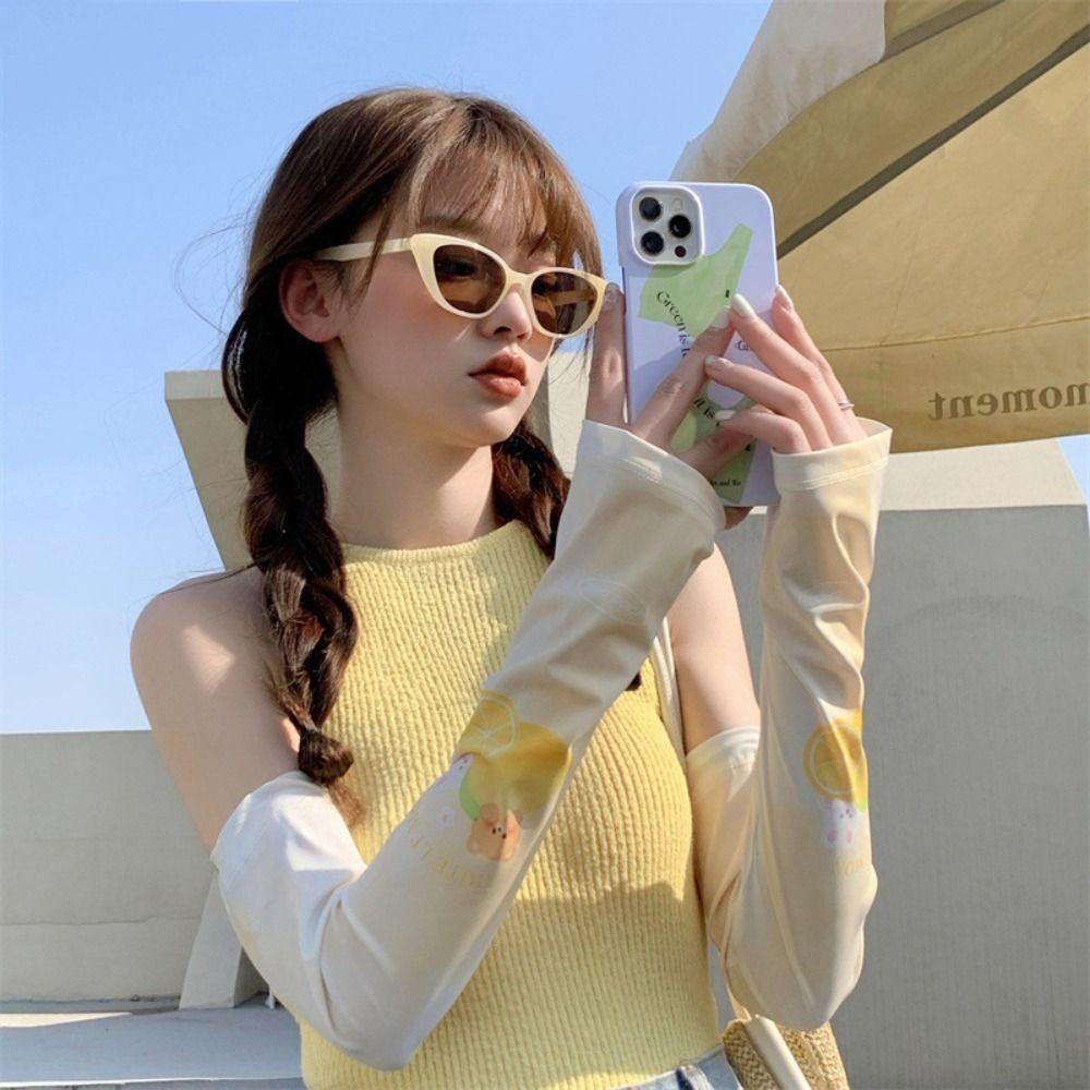 Рукава с фруктовым узором для защиты от солнца, рукава из ледяного шелка против солнечных ожогов, милые нарукавники, лето