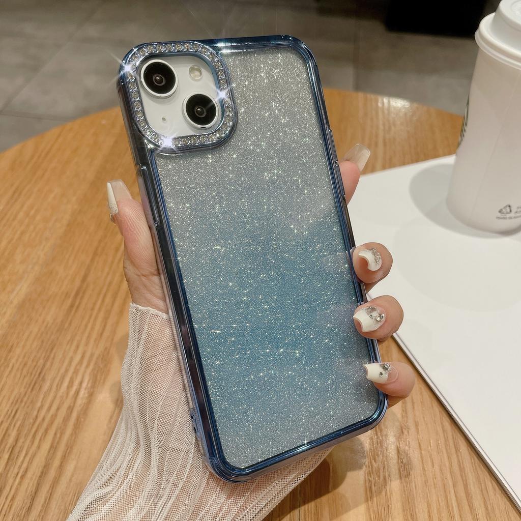 Подходит для iPhone15promax Зеркальная магнитная подставка, Чехол для телефона, Вспышка для объектива iPhone 14, 13 Градиентный глиттер