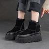 2024 Женская обувь Ботинки женские с боковой молнией Модные повседневные ботинки с круглым носком Женская зимняя обувь на бархатной платформе для женщин