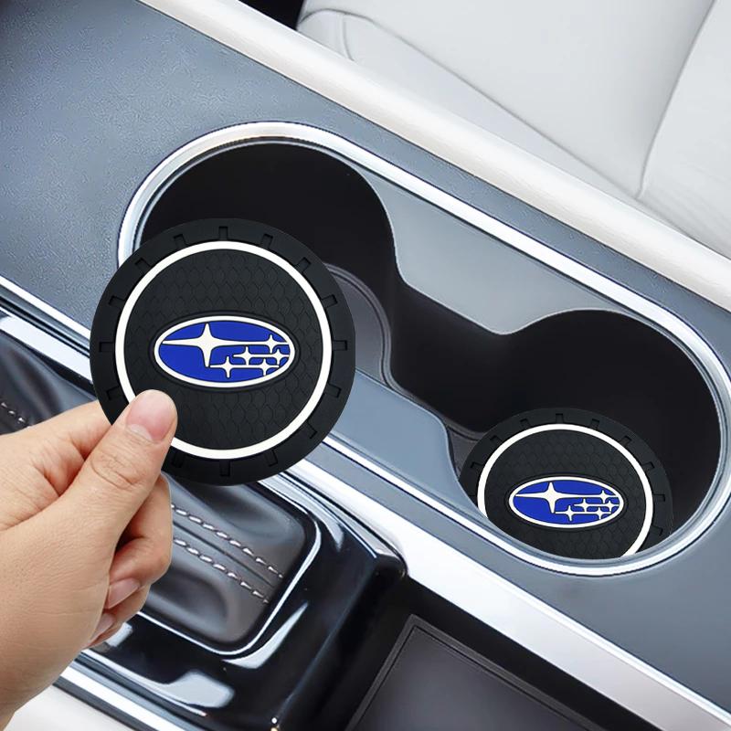 1/2pcs Silica Gel Car Coaster Water Cup Anti-slip Pad For Subaru XV BRZ WRX STI Forester Ascent Impreza Legacy Outback Levorg