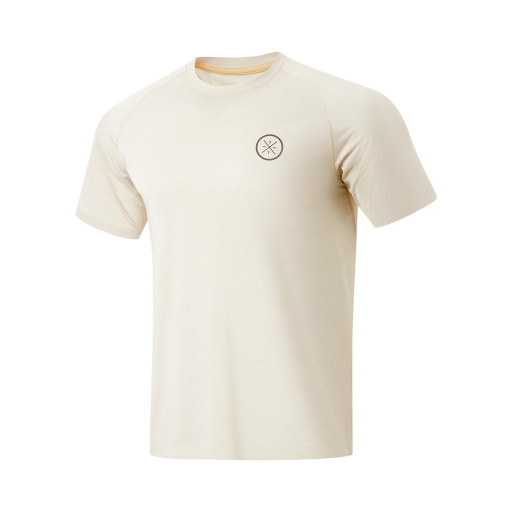 Li-Ning Футболка Wade Series Letter с круглым вырезом, удобная, универсальная, дышащая, с коротким рукавом, мужская, овсяно-серая ATSU071-3